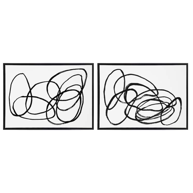 Kate and Laurel Sylvie Ring of Light Framed Canvas Art by Nikki Chu - 2 Piece Set 28x38 - Black