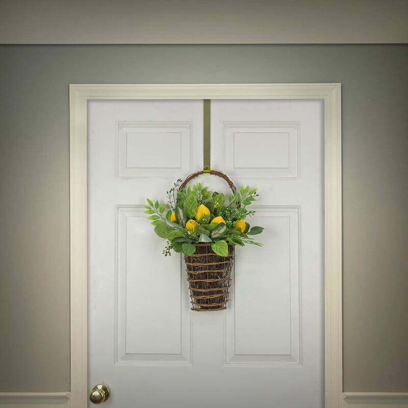 National Tree Company 21 in. Leafy Greens and Lemons Wall Basket - 21 in