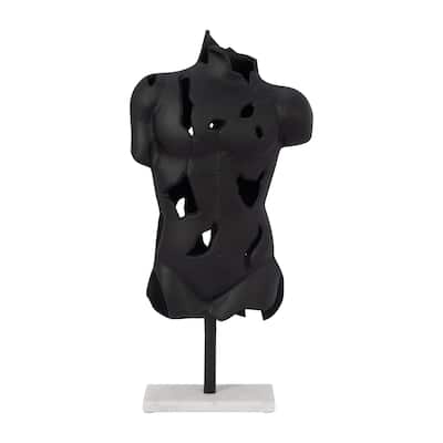Sagebrook Home Metal Black Cracked Bust On Stand Figurine