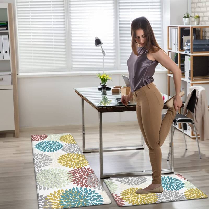 Anti Fatigue Kitchen Rug Sets 2 Piece Non Slip Kitchen Mats - 17.3"x48"+17.3"x28"-0.4"Th