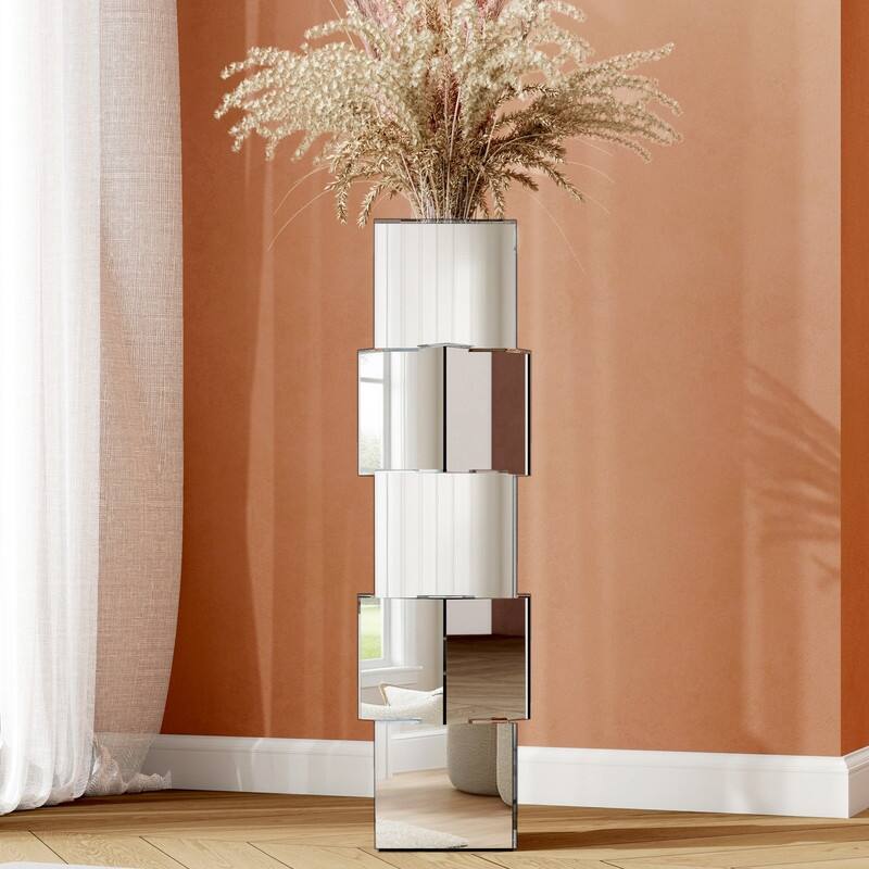 27.75" Square Glass Floor Vase - Silver