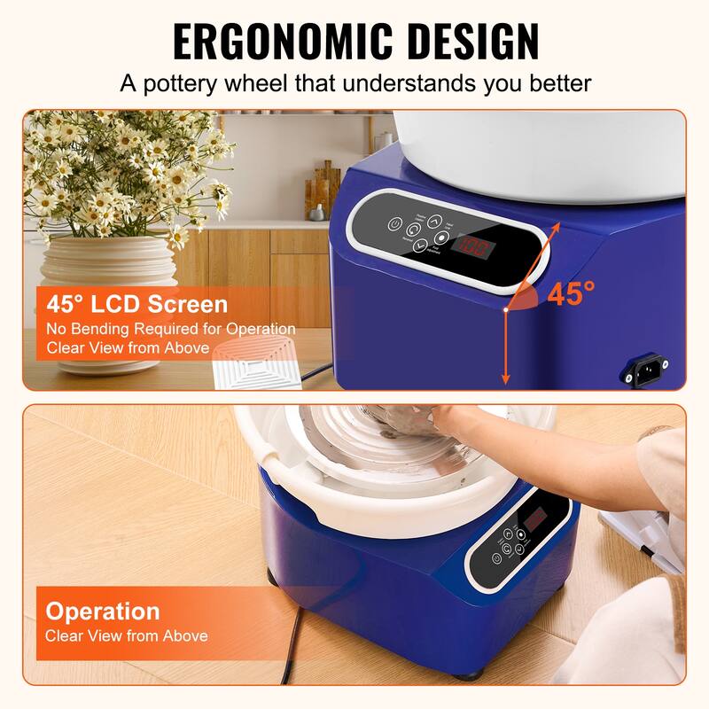 Pottery Wheel, 10 inch Pottery Forming Machine, 350W Electric Wheel for Pottery with Foot Pedal and LCD Touch Screen - 10 inch