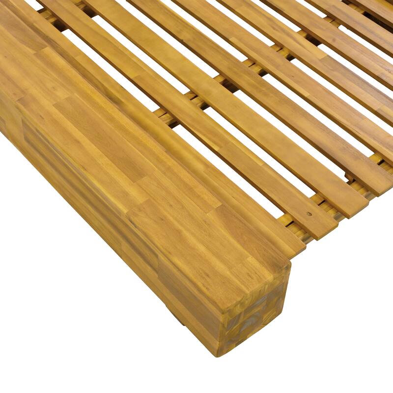 Christopher Knight Home - Thalric Outdoor Acacia Wood Double Chaise Lounge with Adjustable Backrest and Optional Cushions