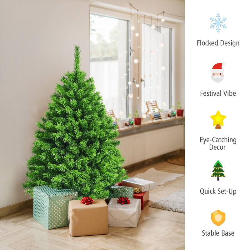 Gymax 4.5/6.5/7.5 FT Verdant Artificial Christmas Tree Hinged Green - See Details