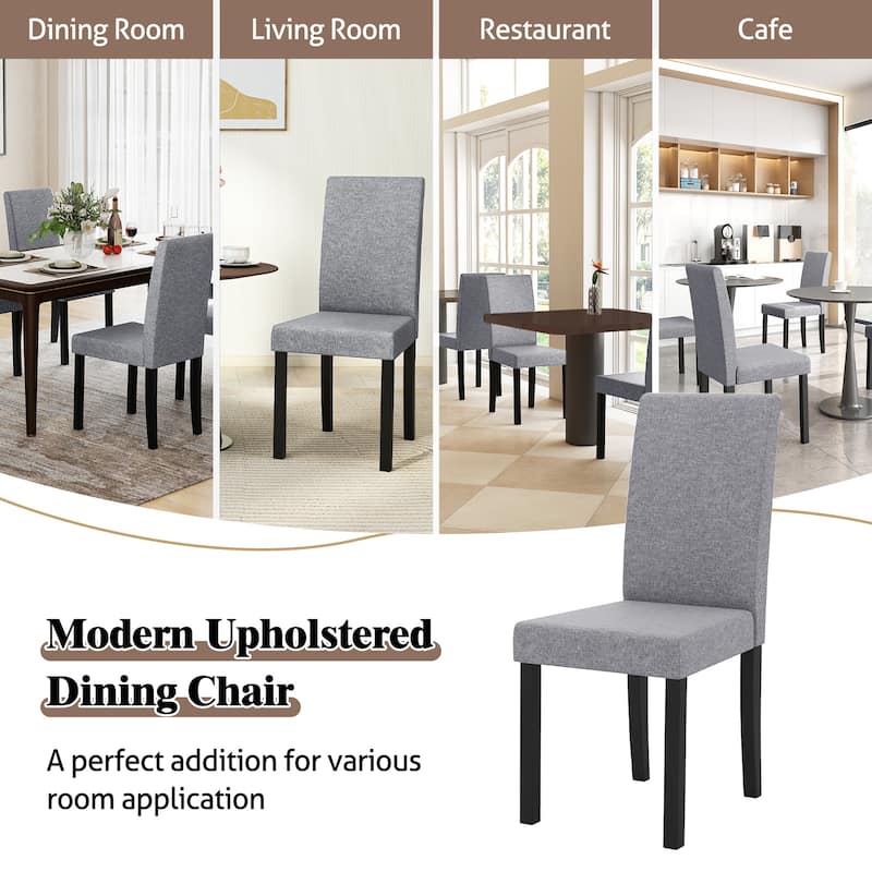 Gymax Dining Chair Set of 4 Fabric Upholstered Rubber Wood Legs Side