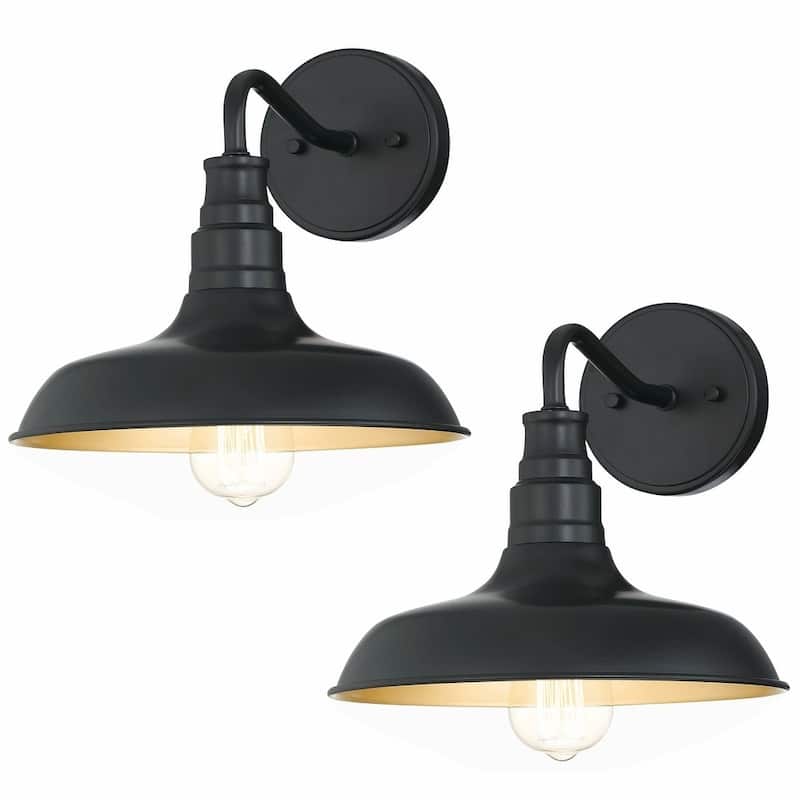2PK-1-Light Outdoor Wall Sconces Gooseneck Light Fixture - 11.02"x12.76"x10.17"