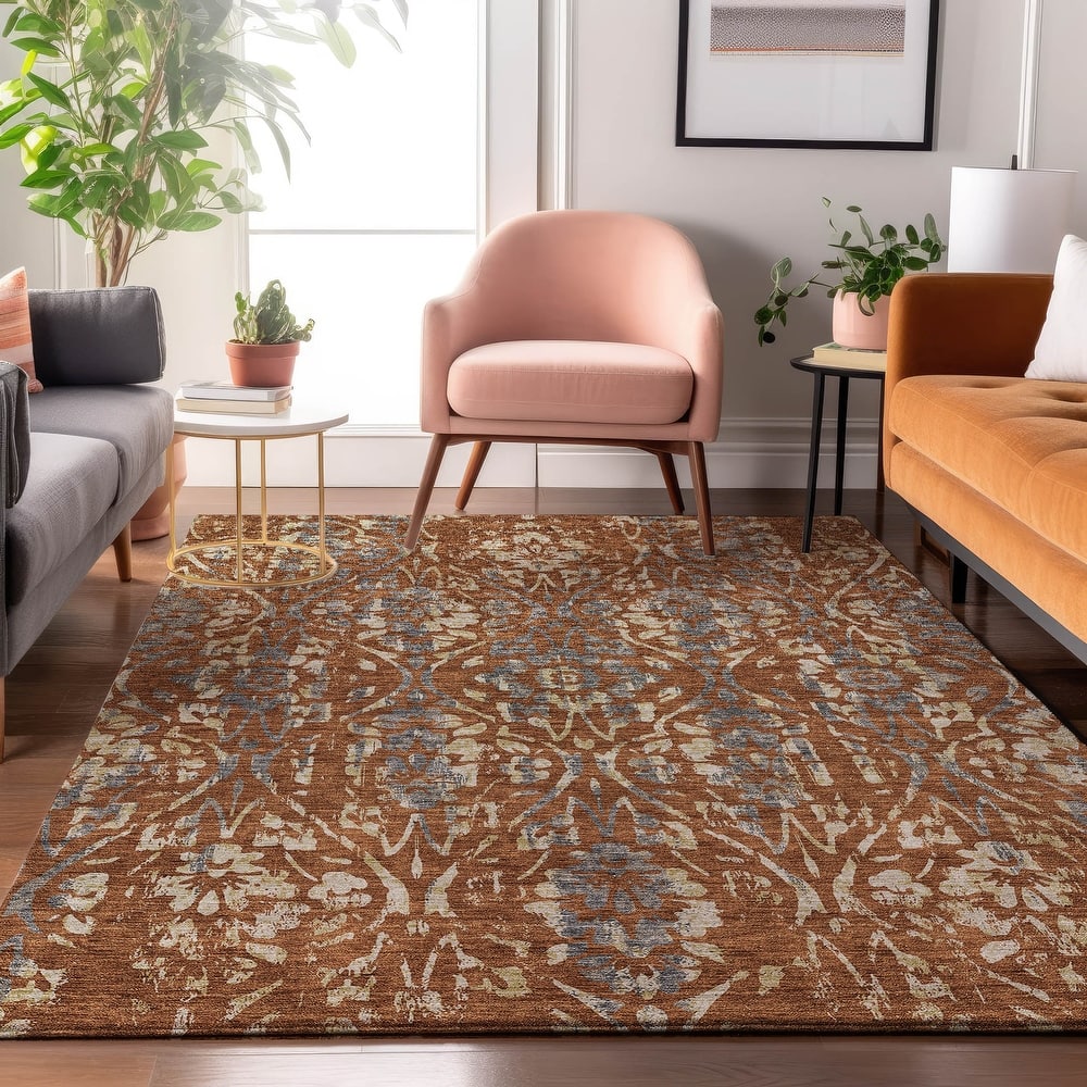 Premium Washable Super Soft Floral Damask Mayfield Rug