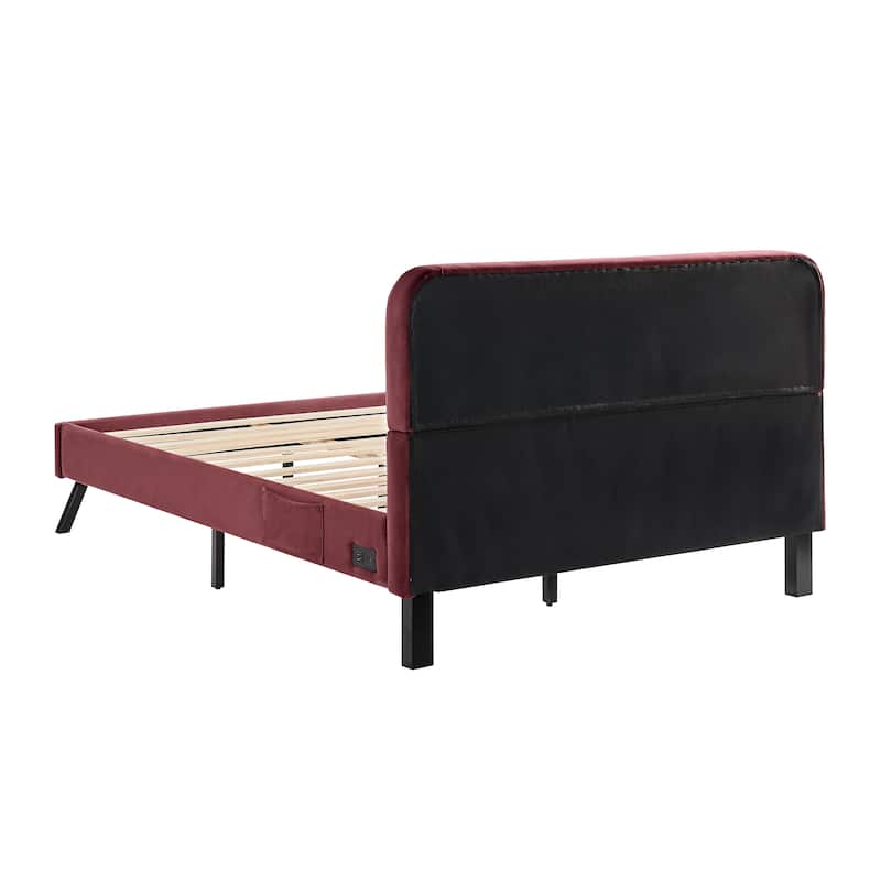 Studio Living Ashton Queen Upholstered Bed in Velvet Fabric