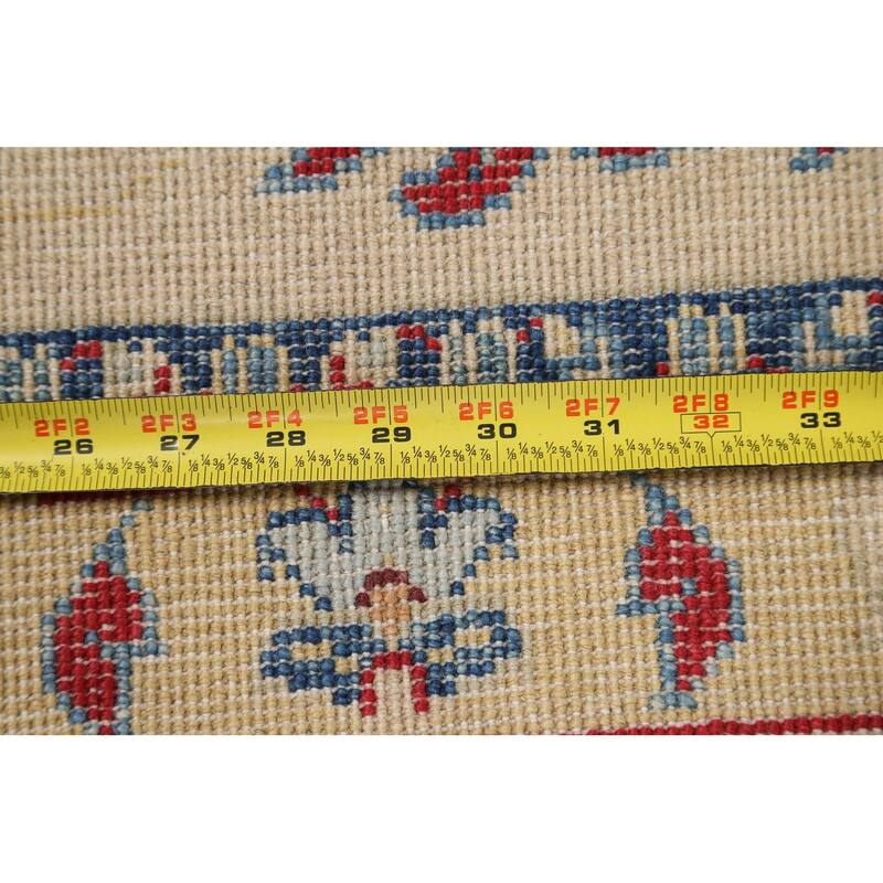 Vegetable Dye Floral Super Kazak Oriental Area Rug Wool Hand-knotted - 8'7" x 12'0"