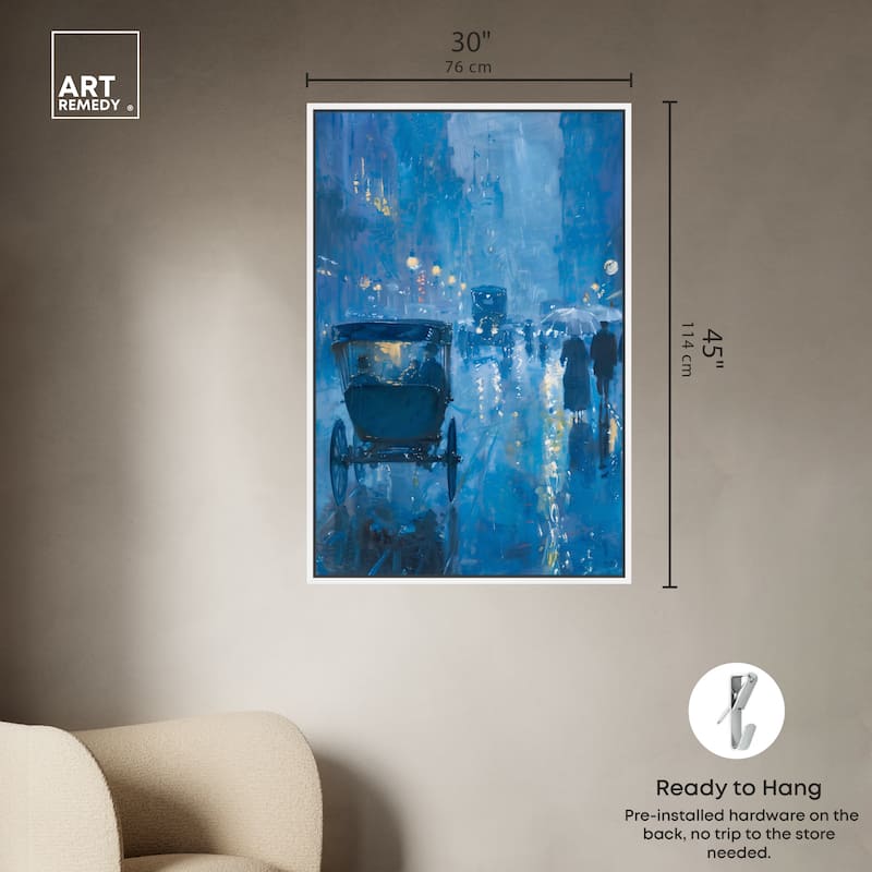 Art Remedy London Nights Framed Impressionism 1 Piece Canvas Wall Art /Monet And Van Gogh Inspired Art