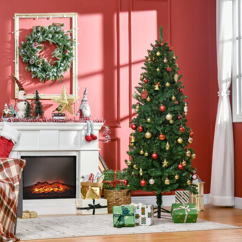 HOMCOM Unlit Slim Fir Tree - Realistic Branches, Green