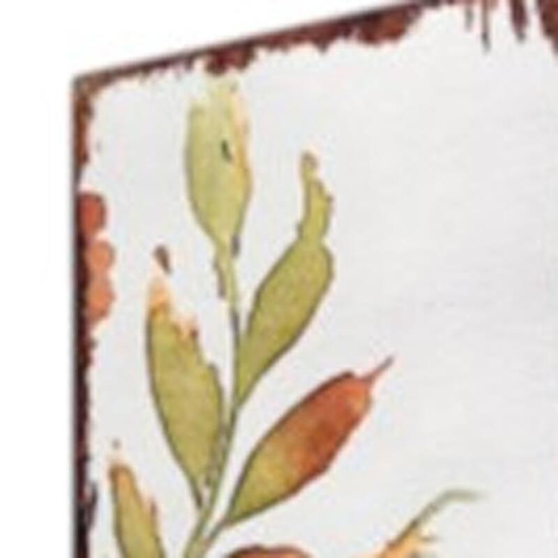 HomeRoots 42" Green Orange And White Solid Wood Watercolor Floral Pumpkin Garden Stake