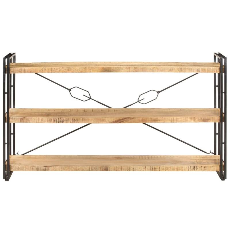 vidaXL 3-Tier Bookcase 55.1"x11.8"x31.5" Solid Mango Wood