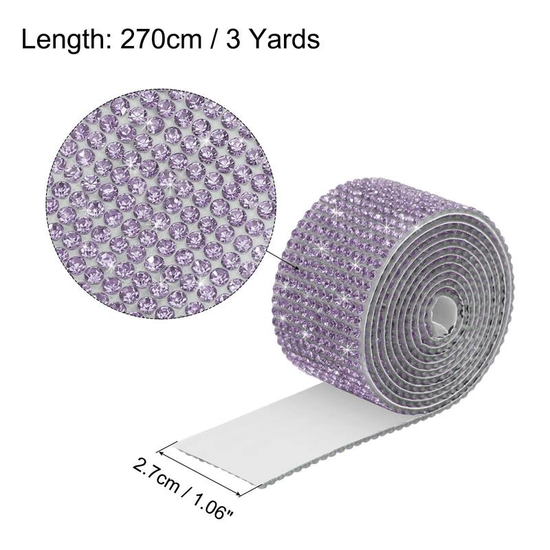3Roll 3 Yards 8mm Diamond Ribbon White - Bright Purple - 27mm