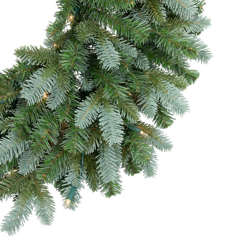 Pre-Lit Blue Spruce Artificial Christmas Wreath - 24" - Clear
