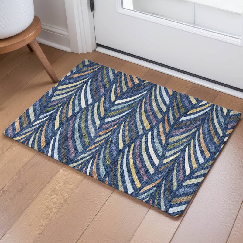 Machine Washable Indoor/ Outdoor Modern Feather Chantille Rug