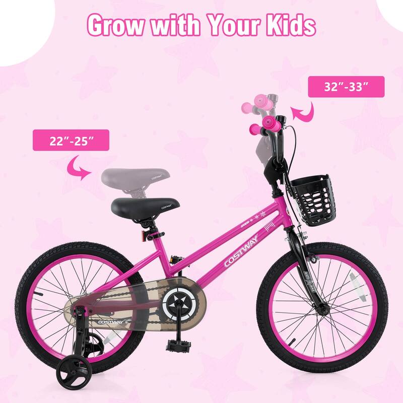 Costway 12"/14"/16"/18" Kid’s Bike with Training Wheels Adjustable - See Details