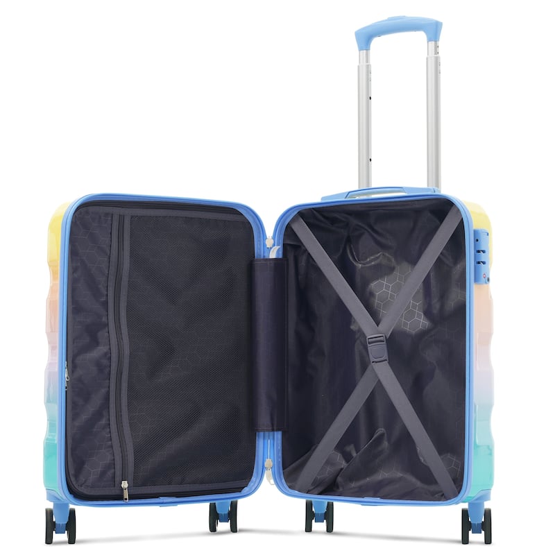 20" Carry-on Luggage with Cup Holder, Lightweight Glossy Hardshell Suitcases with Spinner Wheels and TSA Lock, for Travel