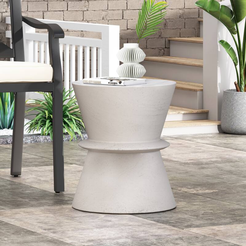 Aragon Outdoor Lightweight Concrete Side Table by Christopher Knight Home - Antique White