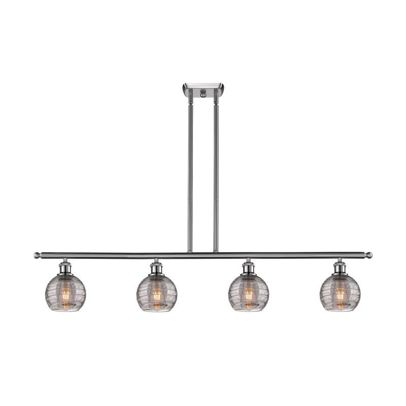 Innovations Lighting 516-4I 9 48 Athens Deco Swirl Chandelier Athens - Brushed Satin Nickel / Light Smoke Deco Swirl