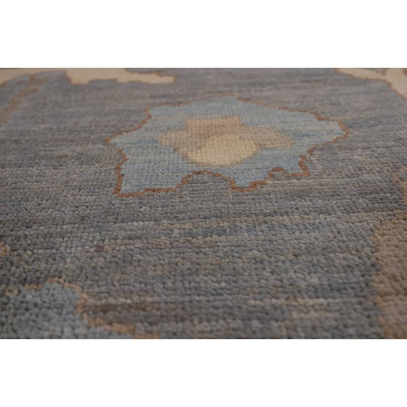 Floral Vegetable Dye Oushak Turkish Area Rug Hand-Knotted Wool Carpet - 9'1" x 11'8"