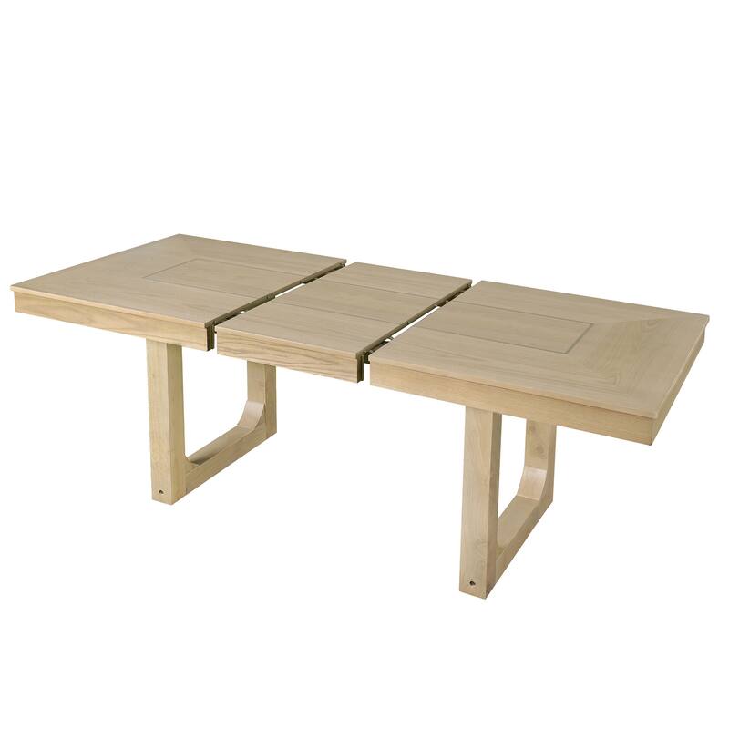 Kitchen Table Chairs Set for 7, Extendable Dining Table Set with Wooden Rectangular Kitchen Table & 6 Upholstered Chairs