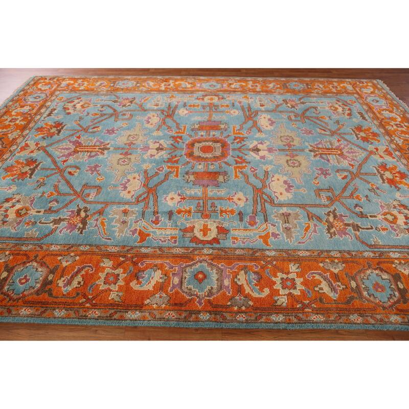 Blue Heriz Serapi Indian Area Rug Hand-Knotted Traditional Wool Carpet - 8'10" x 11'9"