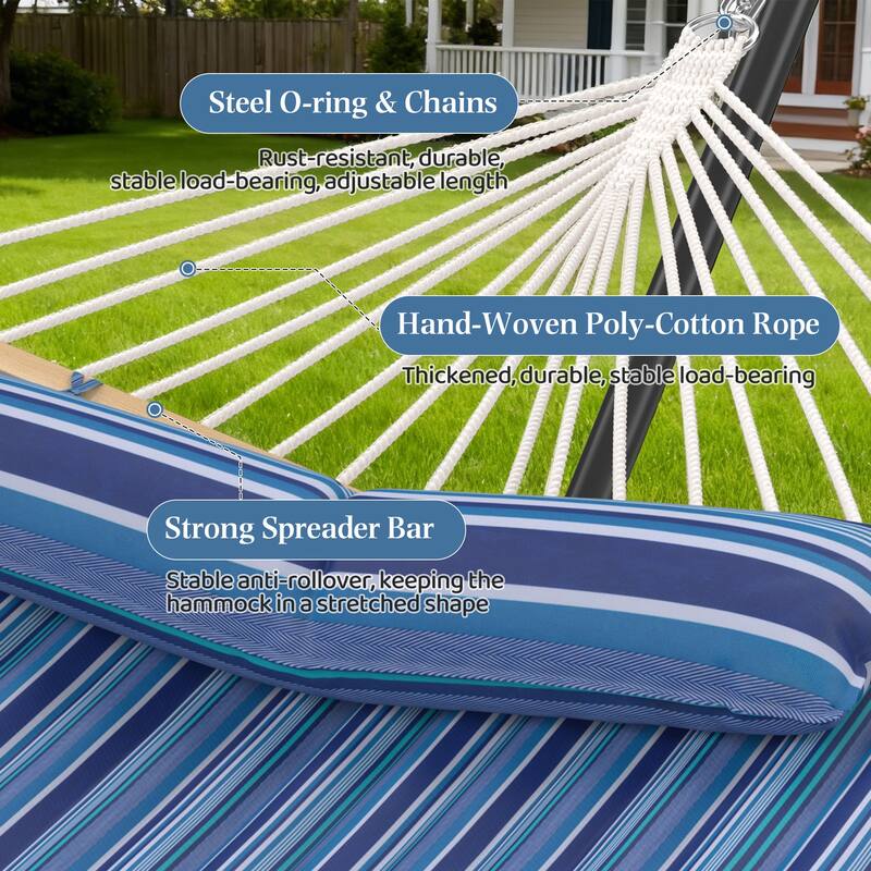 EROMMY Modern Portable Hammock, Hand-Woven Ropes, Anti-Tipping Design for Backyards, Beaches & Campsites