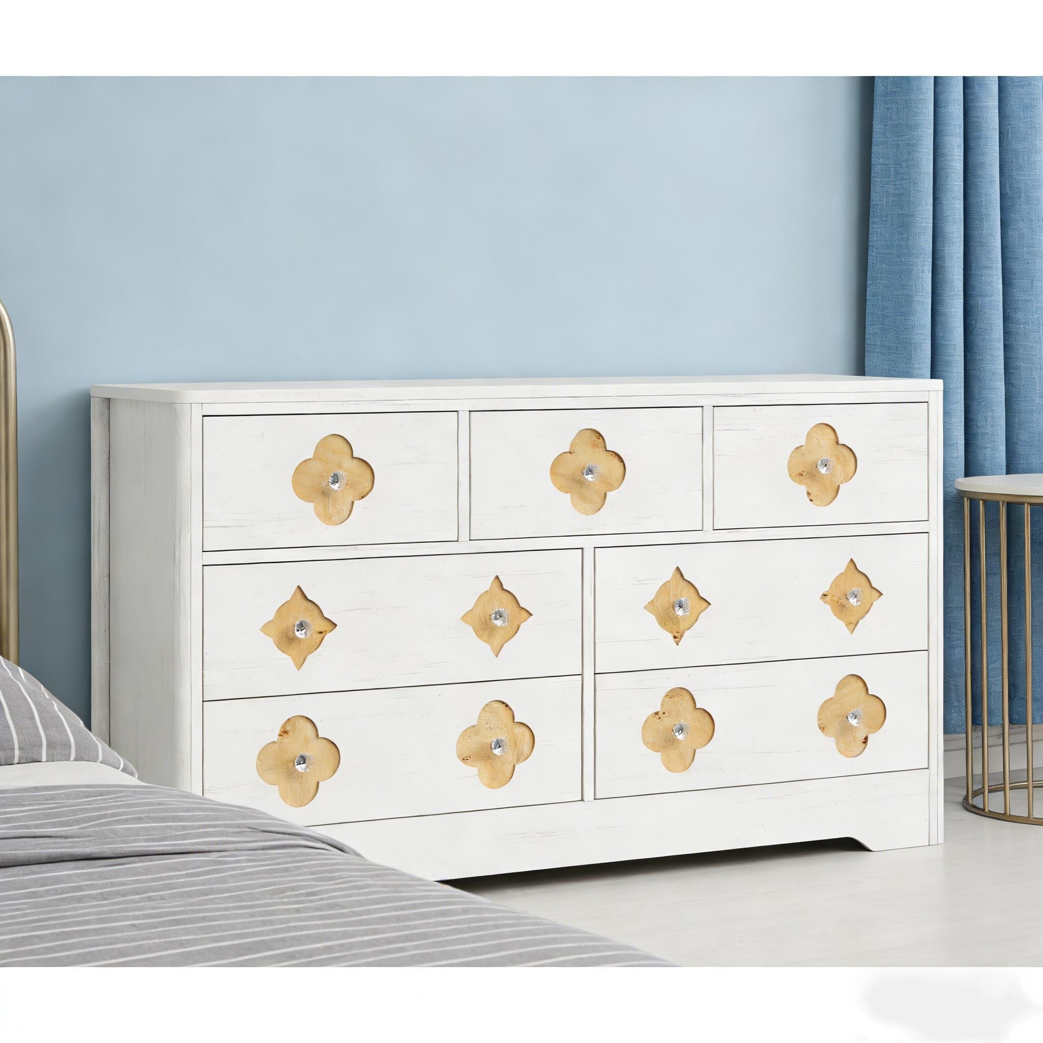 Fluted Dresser for Bedroom Drawers, 47.4 in Wide Chest of Large Drawers