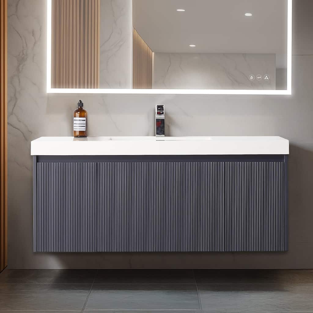 Blossom Positano Floating Bathroom Vanity with Side Cabinets and Sink