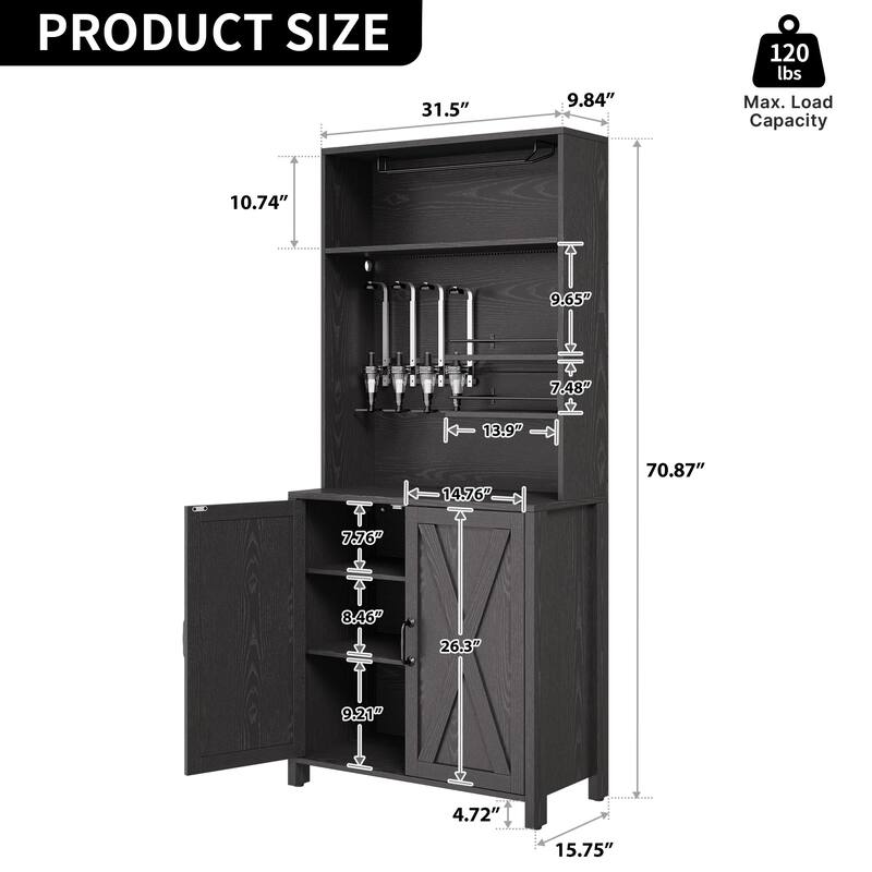 Moasis Farmhouse Bar Cabinet Wine Rack with RGB Light and Power Outlet