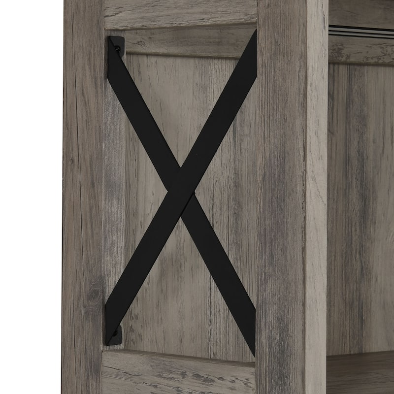 67" Tall Farmhouse Kitchen Coffee Bar Cabinet with Adjustable Shelves