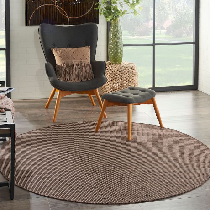 Nourison Positano Casual Modern Indoor/Outdoor Rug - 8' x Round - Natural