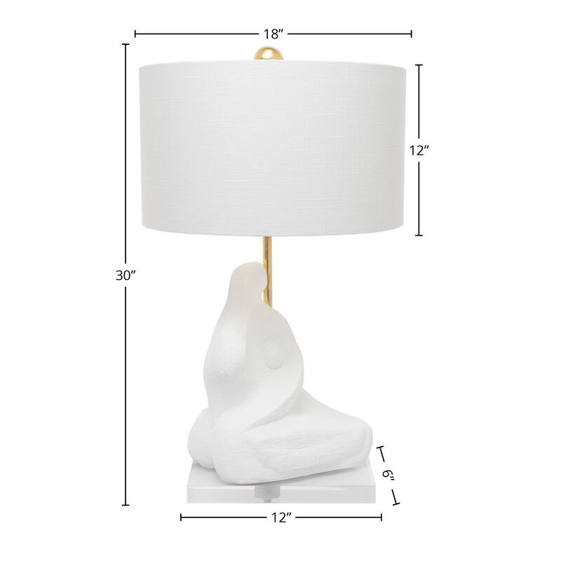 Bettina Resin Table Lamp with Linen Drum Lamp Shade