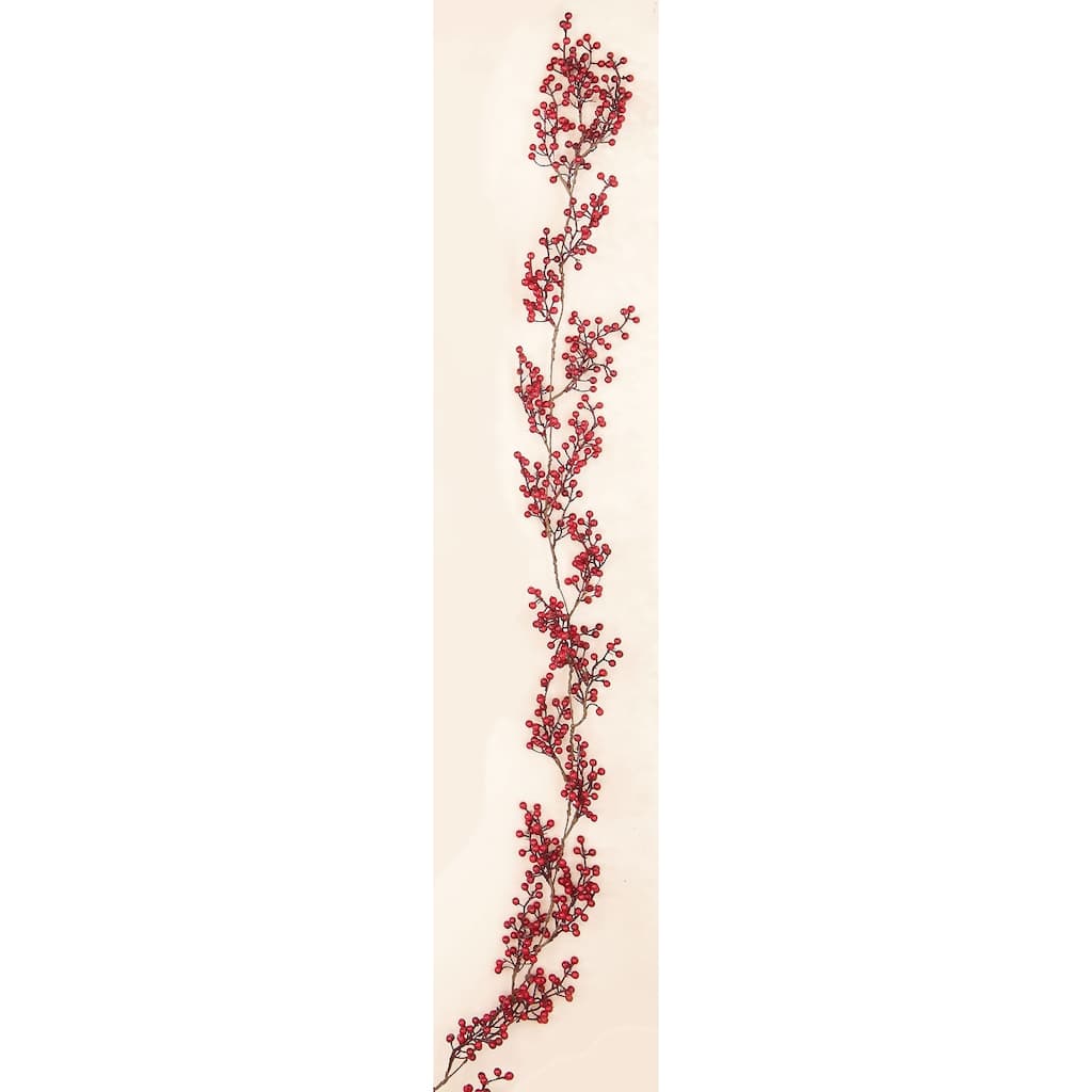 5' Weatherproof Berry Garland, Red