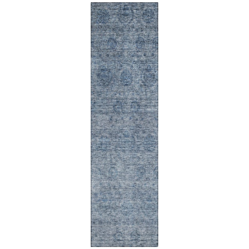 Machine Washable Indoor/ Outdoor Ombre Damask Chantille Rug