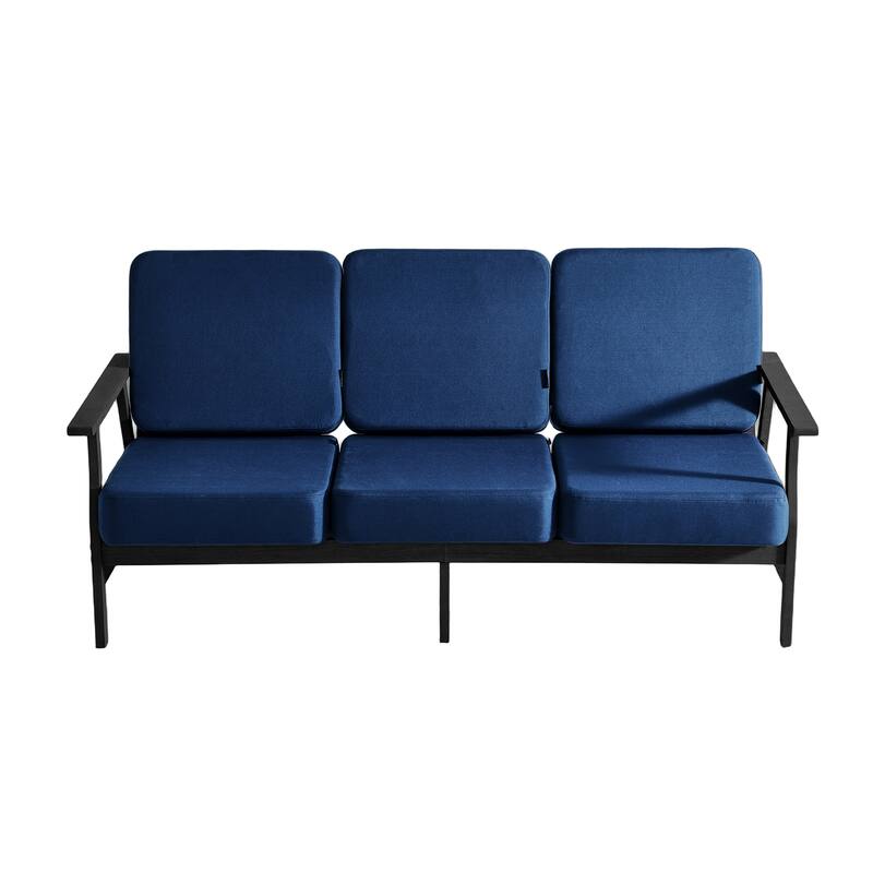 Teak Frame Outdoor Loveseat Daybed with Water-Resistant Cushions.