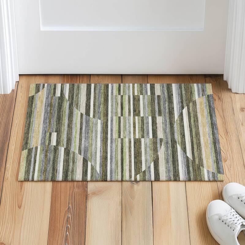 Machine Washable Indoor/ Outdoor Modern Cokedale Chantille Rug