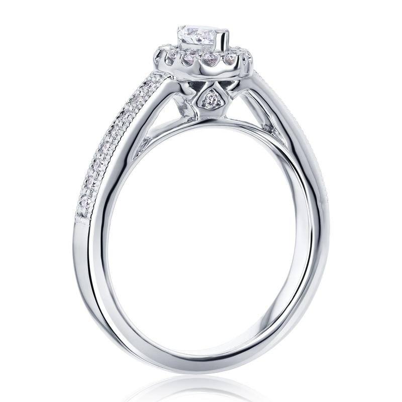 Annello by Kobelli 10k White Gold The Marquise Halo Diamond Ring (HI/SI, HI/I)