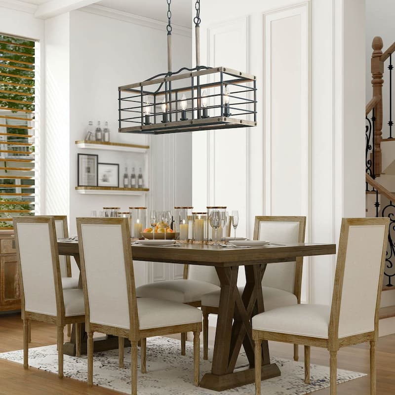 The Gray Barn 5-Light Chandelier Rectangle Island Light for Dining Room - L26" x W10.2" x H19.7"