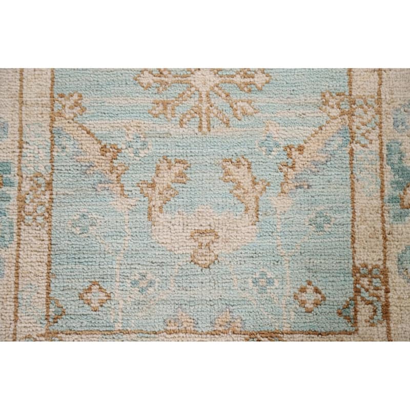 Hand Knotted Oriental 100% Wool Carpet Transitional Geometric Navy Blue & Blues Oushak Area Rug - 2' 9'' X 2' 0''