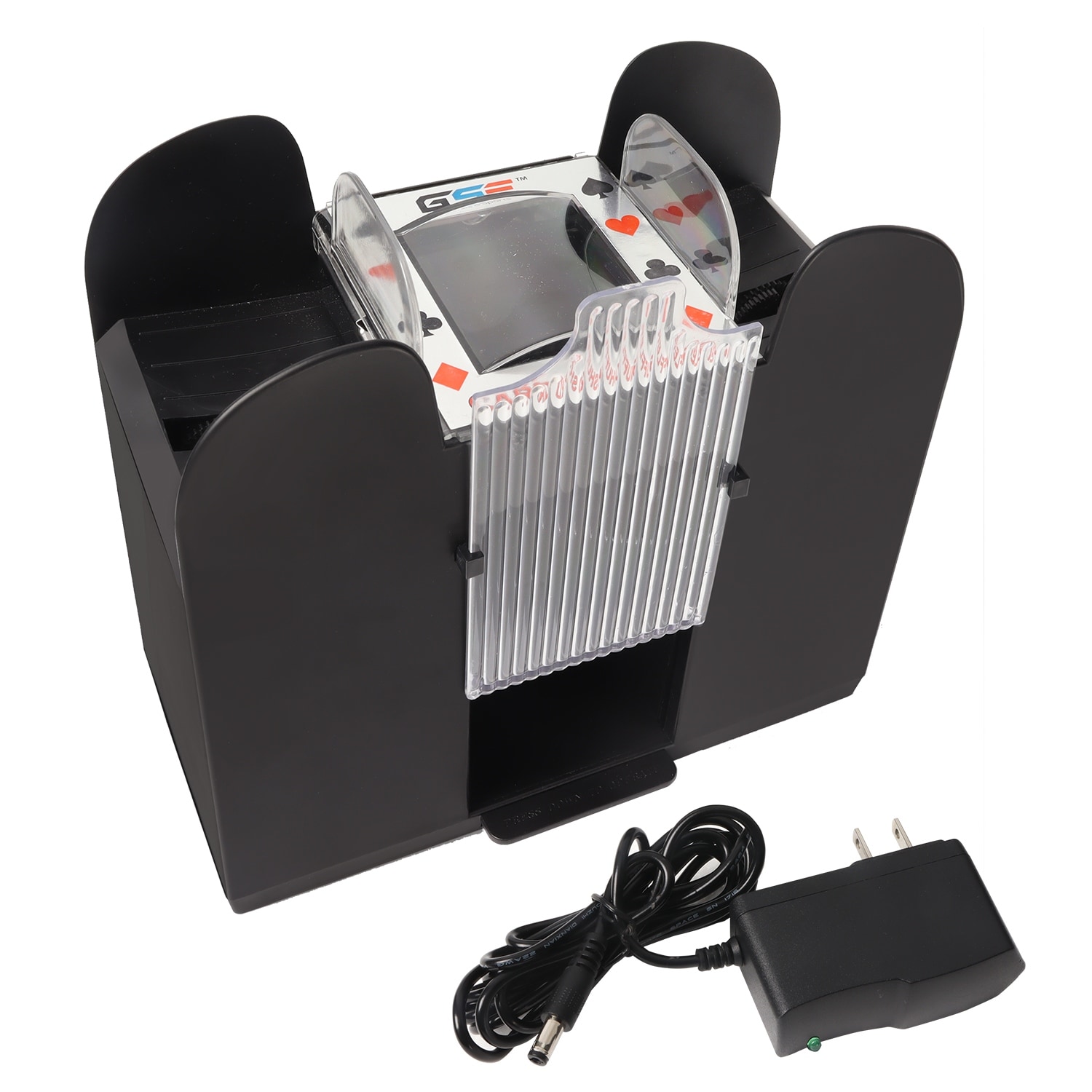 GSE™ 6-Deck Casino Automatic Card Shuffler, AC/DC-Power/Battery-Operated Electric Shuffler Machine for Card Games
