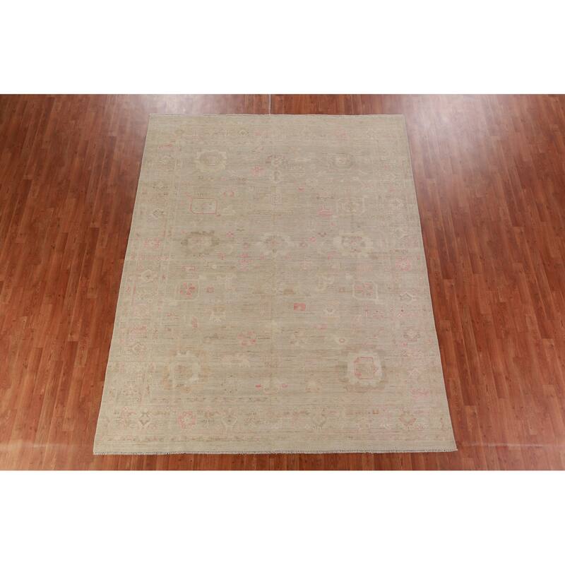 Hand Knotted Oriental 100% Wool Carpet Transitional All-Over Beige & Ivories Oushak Area Rug - 10' 0'' X 8' 0''