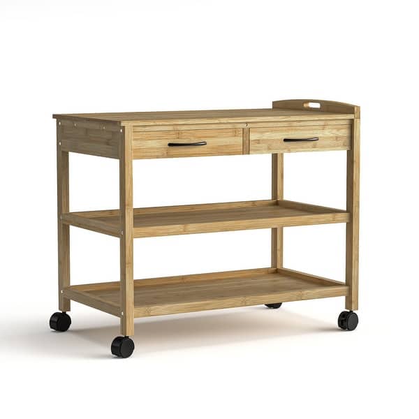 Furniture of America Lux Contemporary Natural Bamboo Kitchen Island ...