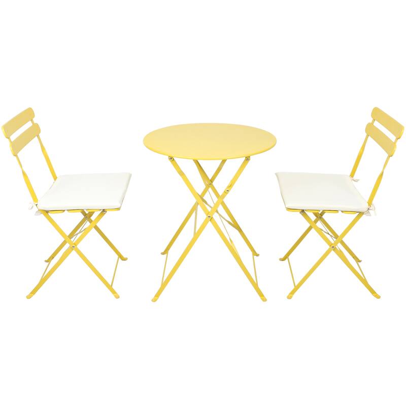 3 Pieces Patio Bistro Balcony Metail Chair Table - Chair:16.5"L * 18.1"W * 32.6"H