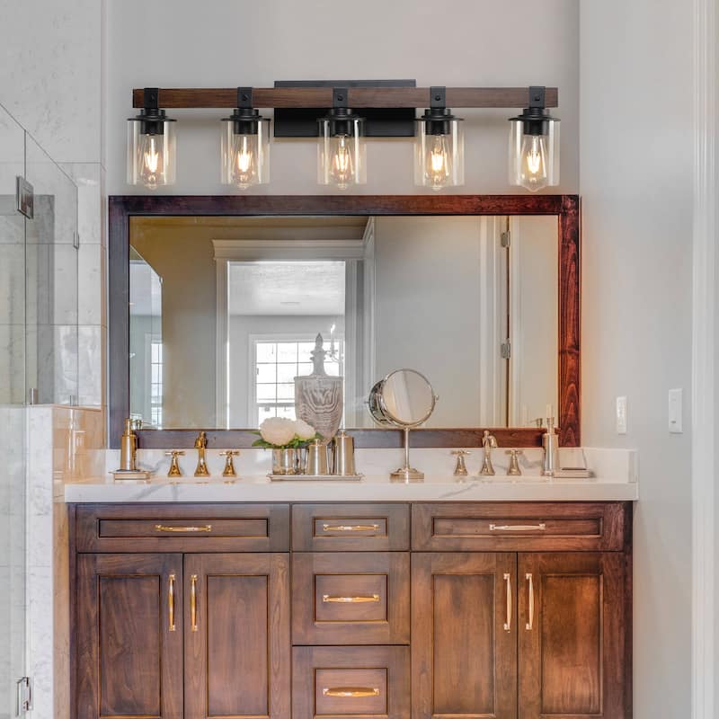 Modern Design 5-Lights Farmhouse Vanity Lights Fixture Rustic Bathroom Light Fixture Bathroom Sconce (No Bulbs)