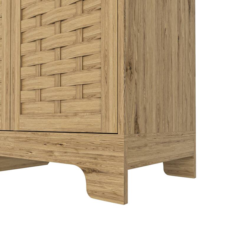 Farmhouse Storage Cabinet with 3 Doors, Wood Sideboard Buffet Storage with Adjustable Shelf,