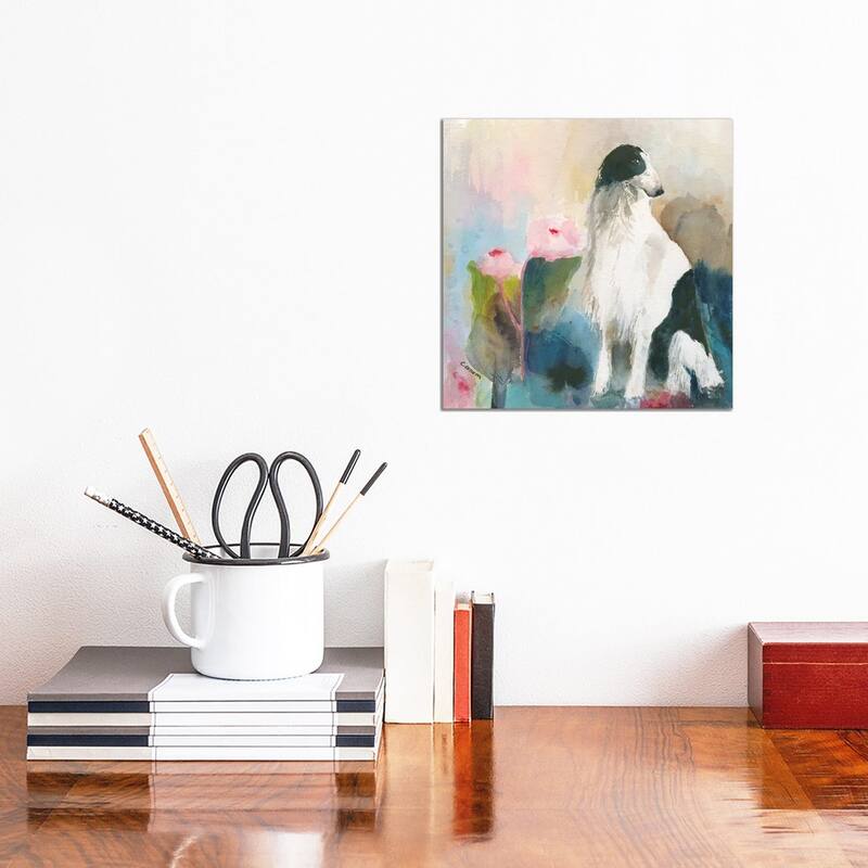 iCanvas "My Borzoi In My Garden" by Connie Collum Canvas Print - 12x12x1.5