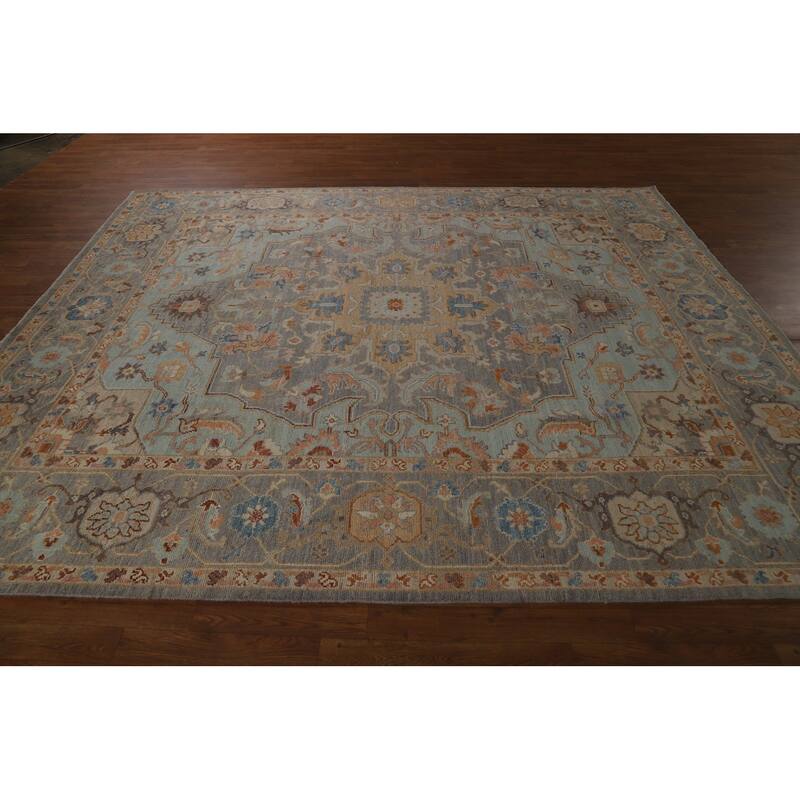 Vegetable Dye Oushak Turkish Area Rug Hand-Knotted Wool Carpet - 8'2" x 9'8"
