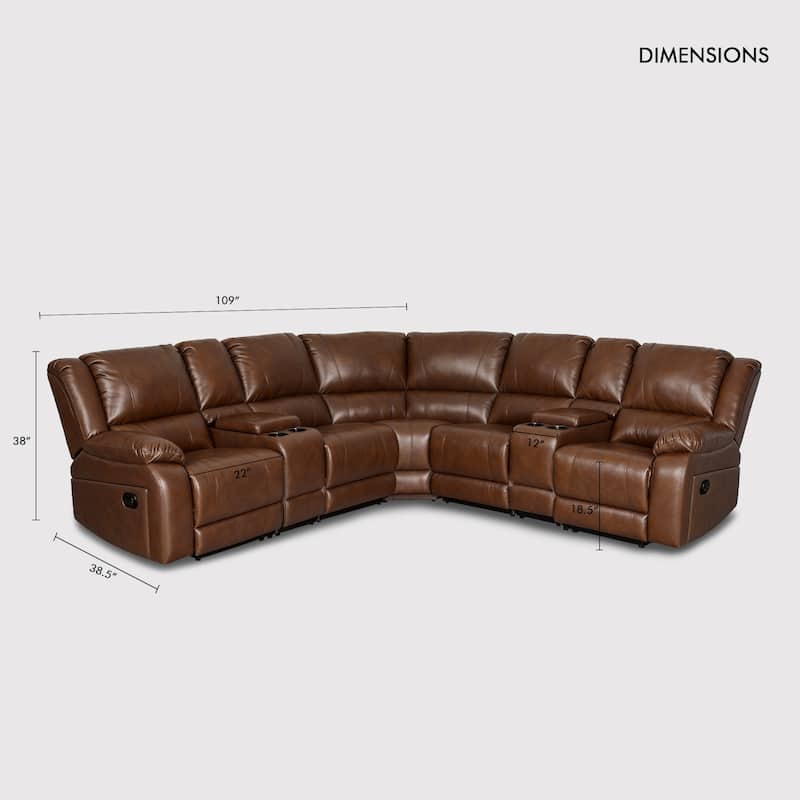 108" W Modern Contemporary Faux Leather 7 Piece Sectional Recliners